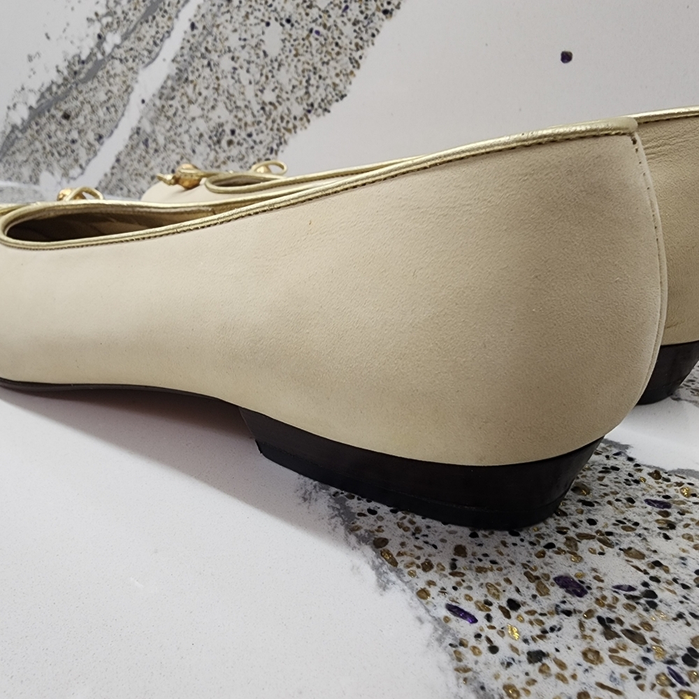 Vintage 80s/90s Ferragamo Ivory Nappa Evening Flats Size 8.5 - Picture 11 of 16